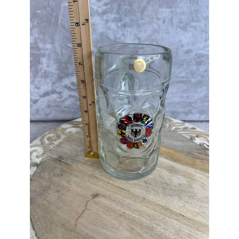 Busch‎ Gardens Germany Beer Stein Glass Mug Made in Austria Dimpled 8 Inch